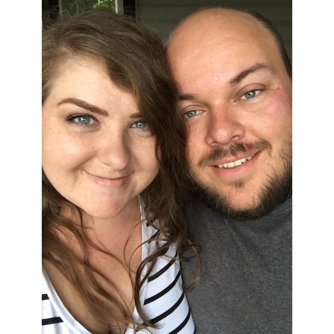 Having dinner at my brother's house.