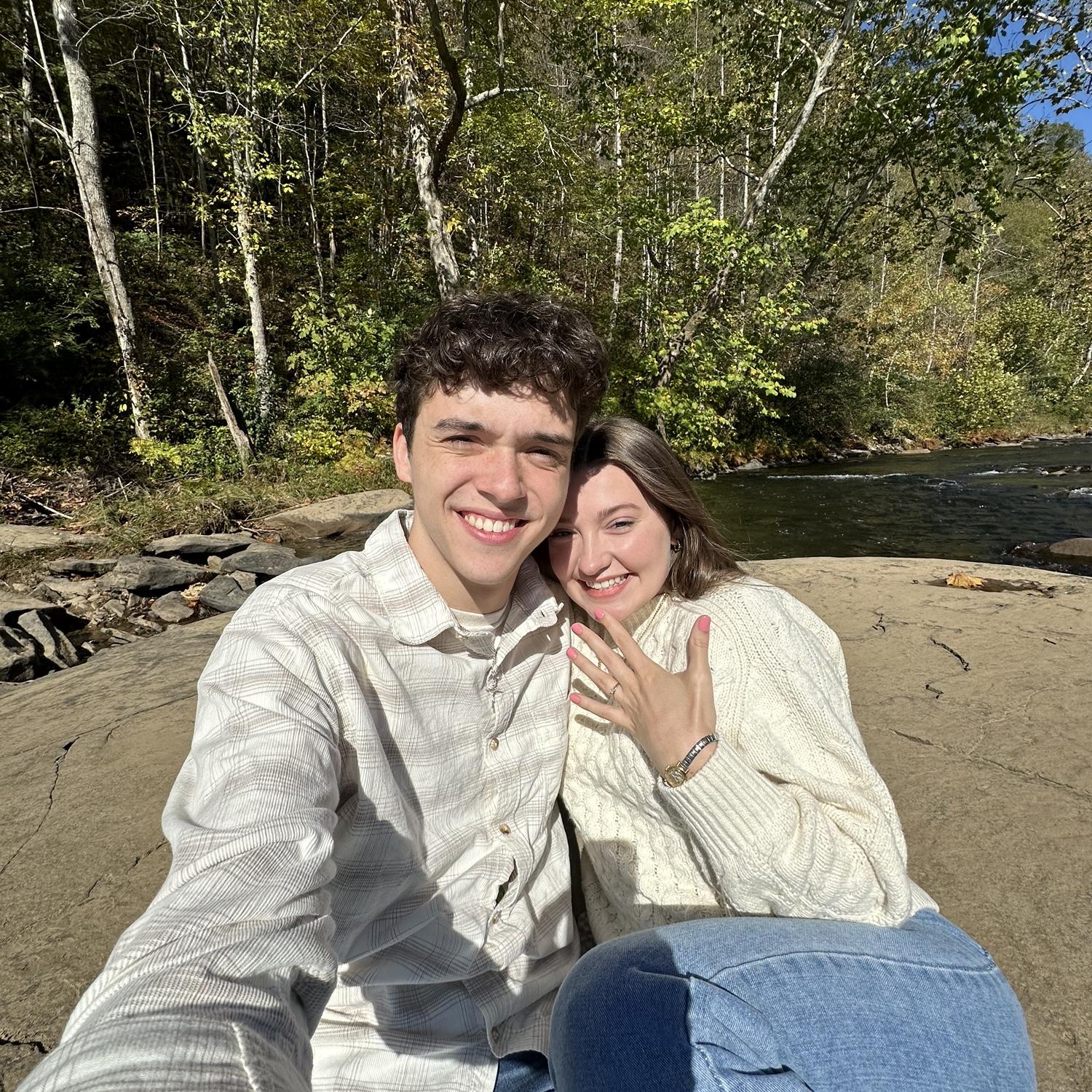 Silas and Alli got engaged on a sunny morning October 12, 2024 at the Greenbrier River.