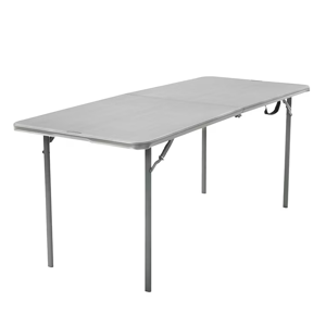 Cosco 2.5-ft x 6-ft Fold-in-Half Indoor or outdoor Rectangle Resin Gray Folding banquet table 8 -Person