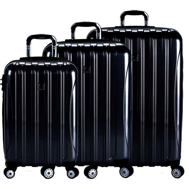 Delsey Luggage Helium Aero 3 Piece Spinner Luggage Set (Black)