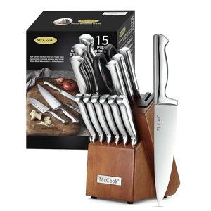 McCook® Knife Sets, German Stainless Steel Kitchen Knife Block Sets with Built-in Sharpener