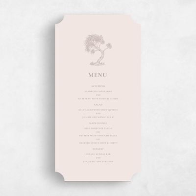 Pink Ticket Wedding Menu - Manitou