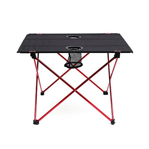 Outry Lightweight Folding Table with Cup Holders, Portable Camp Table (M - Unfolded: 22" x 17" x 15")