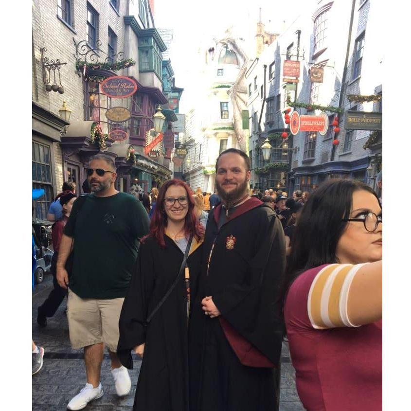 In Diagon Alley on our first day at Universal!