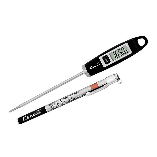 Escali DH1-B Gourmet Digital Stainless Steel Probe Meat Thermometer, Quick Read Measurements, Pocket Sheath w/Cooking Temperatures, -49/392F Degree Range, Black