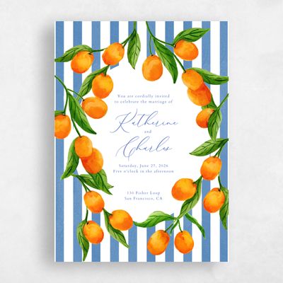 Denim Blue Wedding Invitation - Tropea Portrait