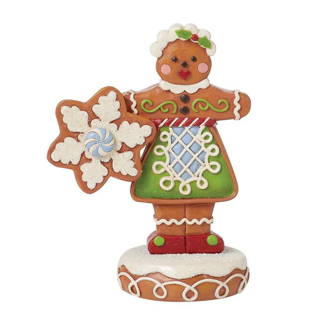 Enesco Jim Shore Heartwood Creek Gingerbread Christmas Girl Figurine- Stone Resin Hand Painted Crafted Collectible Figurines Christmas Home Decor Statue, 4.62 Inch