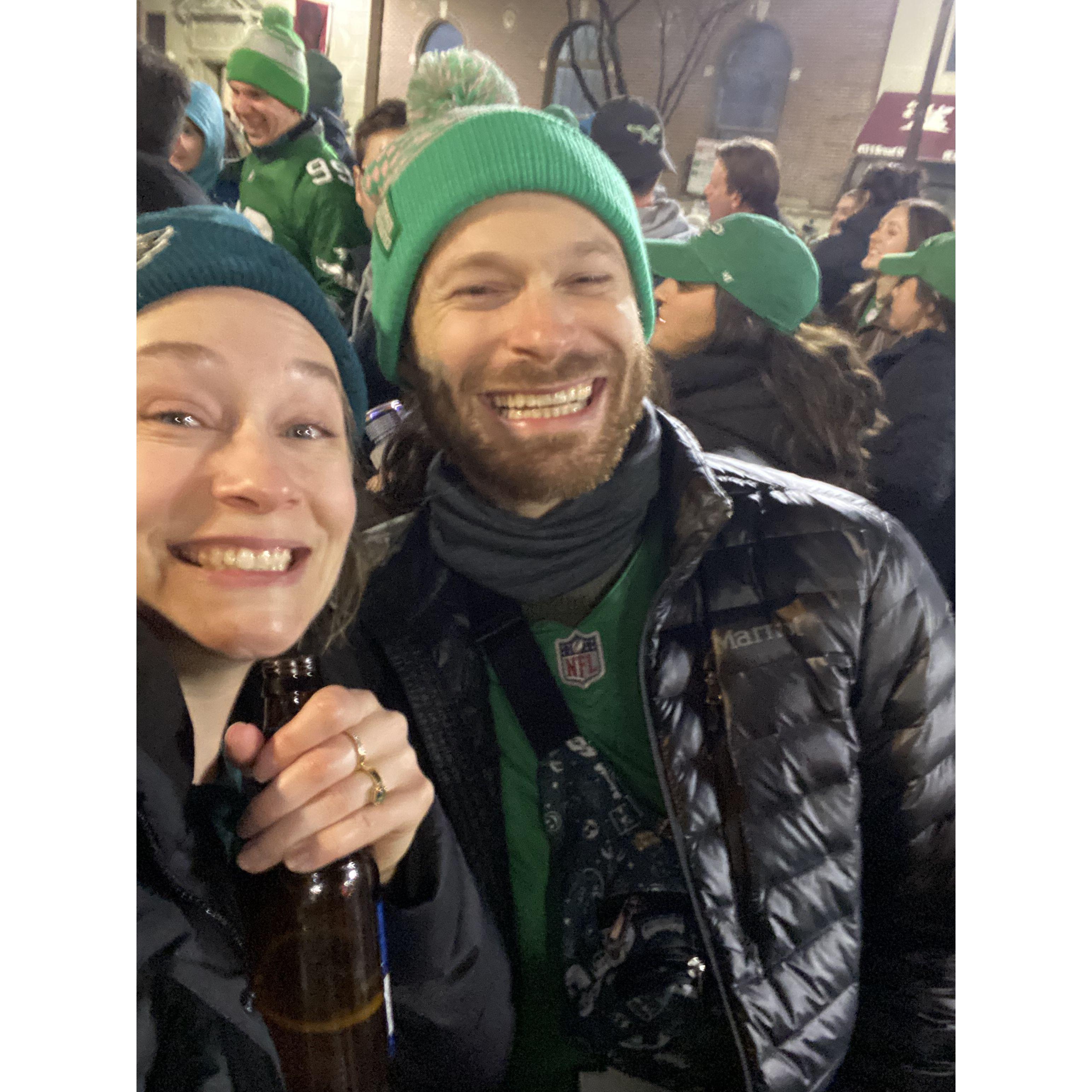 In the streets of Philly after the Birds won the Super bowl!