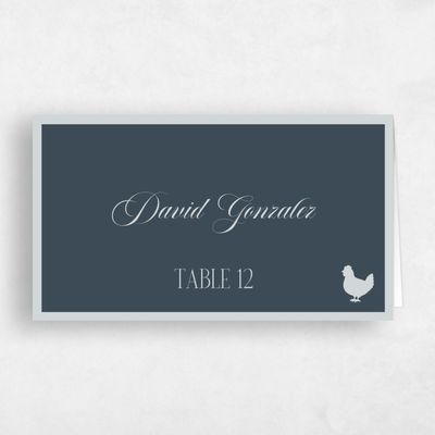 Navy Blue Wedding Place Card - Ford Chicken