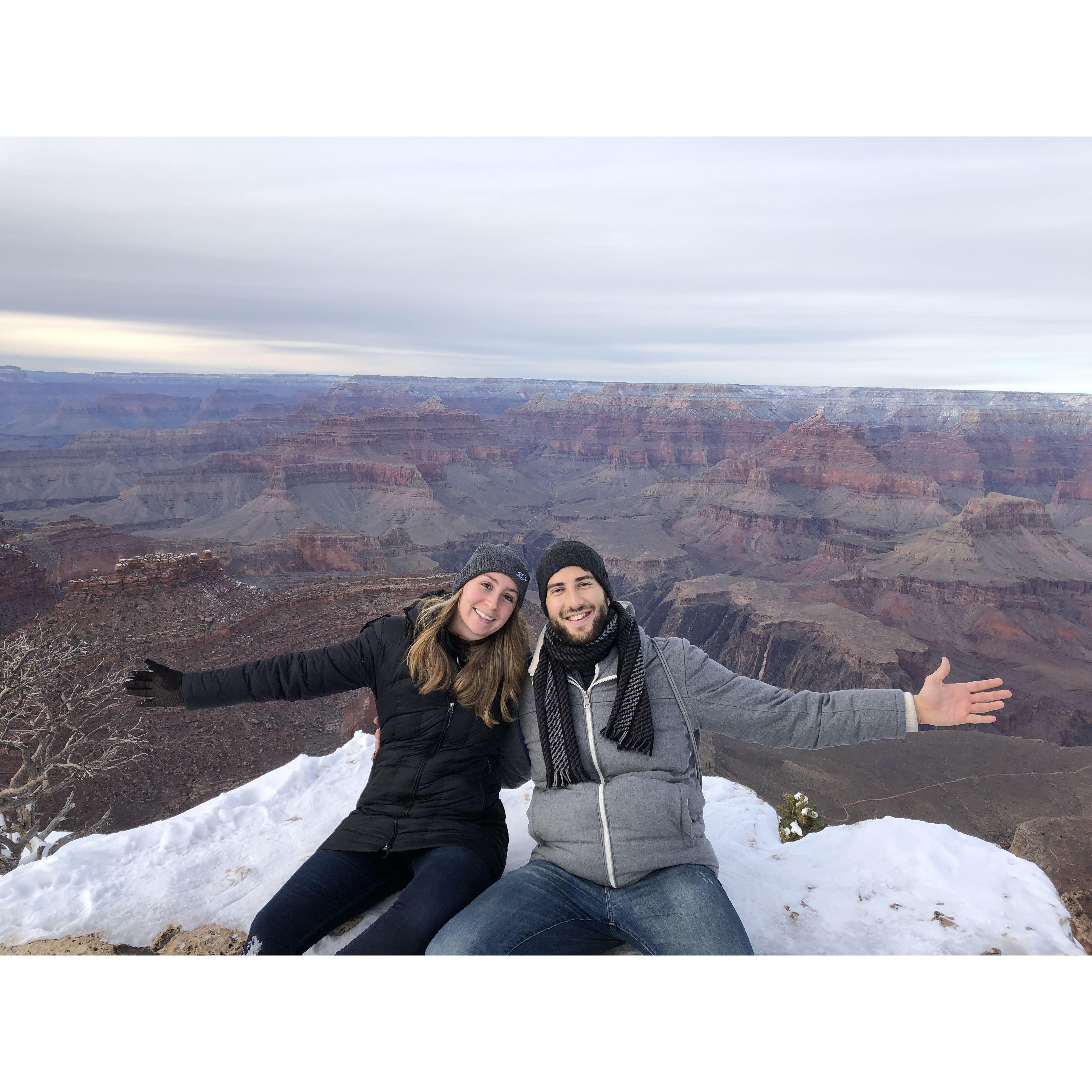 At the top of the world! Us at the Grand Canyon, Dec 2019.