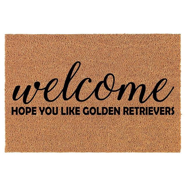 Coir Doormat Front Door Mat New Home Closing Housewarming Gift Welcome Hope You Like Golden Retrievers (30" x 18" Standard)