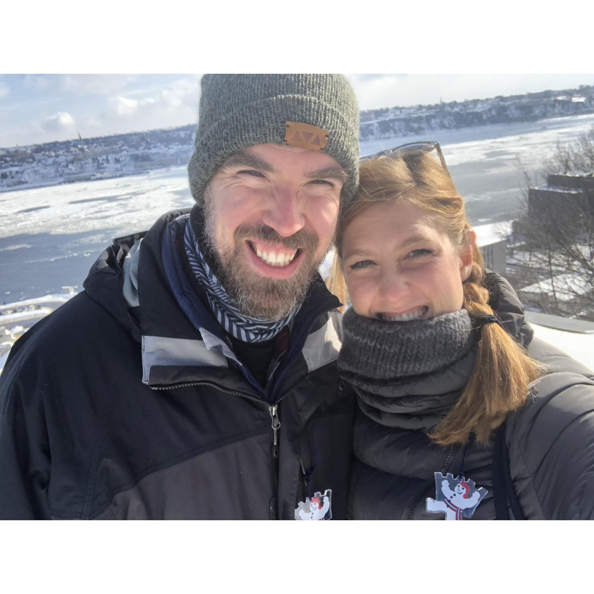 Freezing but happy, in Montreal, Canada.