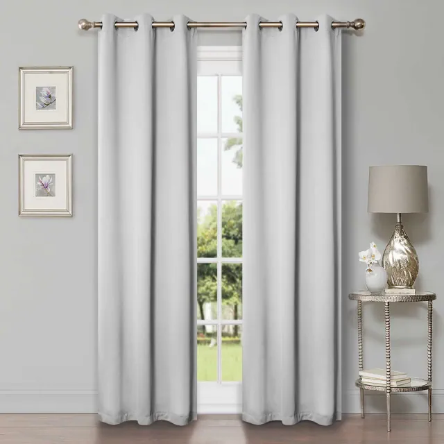 Classic Modern Solid Room Darkening Semi-Blackout Curtains, Grommets, Set of 2, 42"x108", Marshmellow - Blue Nile Mills