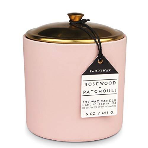 Paddywax Hygge Collection Scented Soy Wax Candle, 15-Ounce, Rosewood & Patchouli