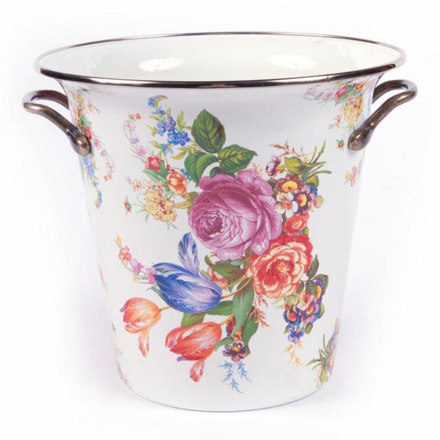 MacKenzie-Childs Flower Market Enamel Wine Cooler - White