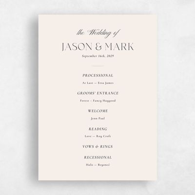 Linen, Beige Wedding Program - Gavin