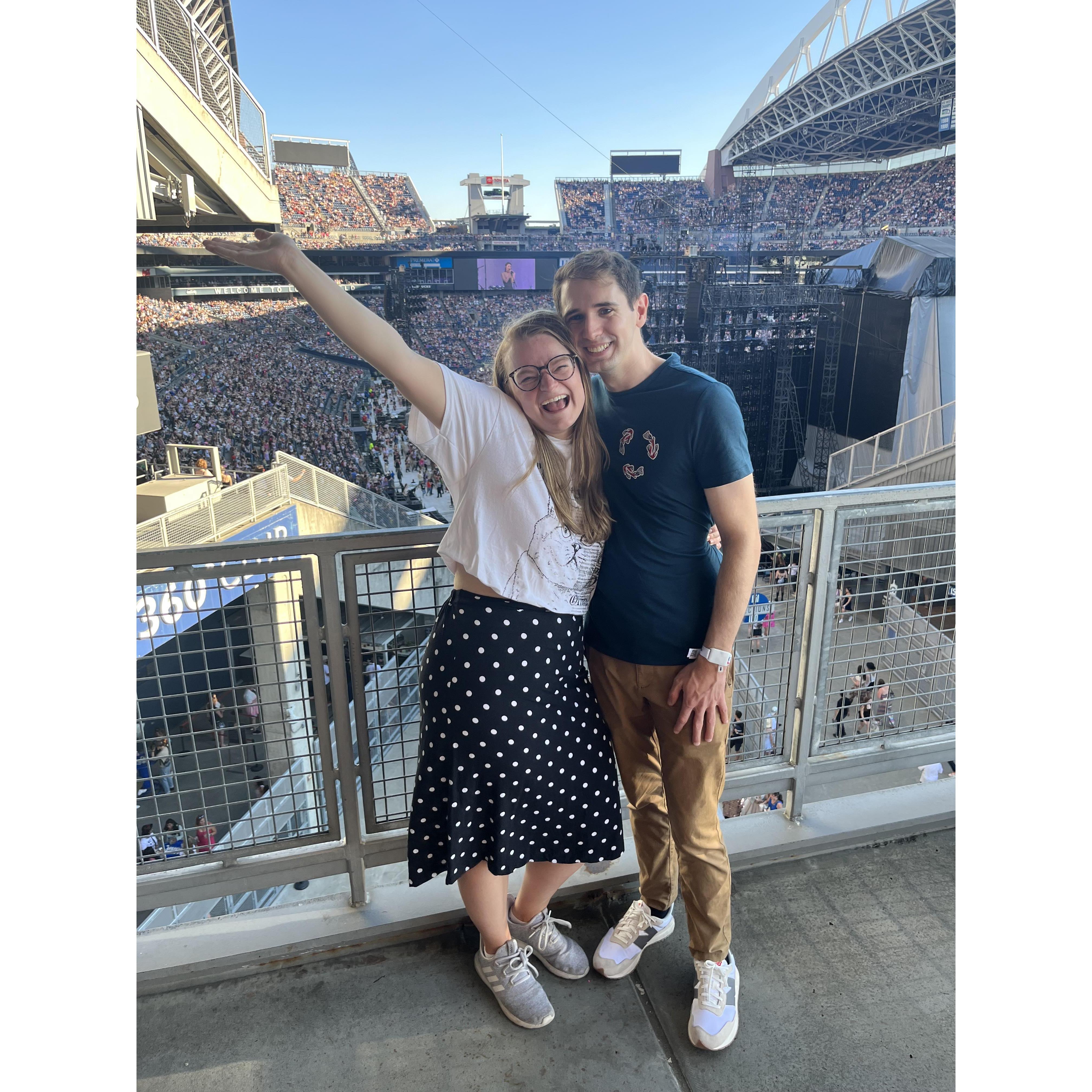 We went to Taylor's Reputation Tour for our fourth date. We saw the Eras tour twice- notice our very comfortable shoes for night two!