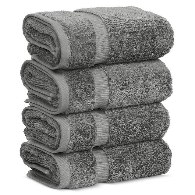 Chakir Turkish Linens 100% Cotton Premium Turkish Towels for Bathroom | 16'' x 30'' (4-Piece Hand Towel, Gray)