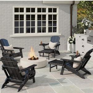 Adjustable Adirondack Chair with Retractable Ottoman Set of 2