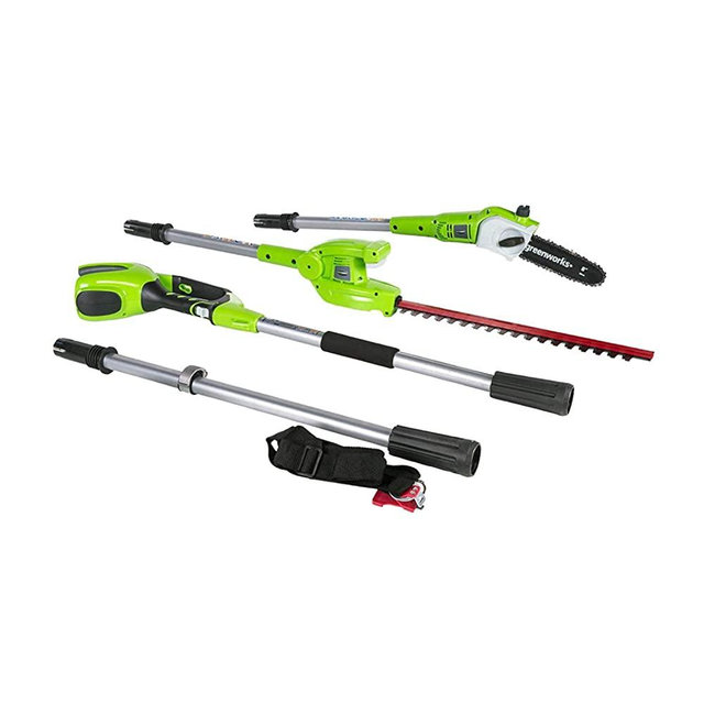 Greenworks 8.5' 40V Cordless Pole Saw with Hedge Trimmer Attachment, Battery Not Included PSPH40B00,Black and Green