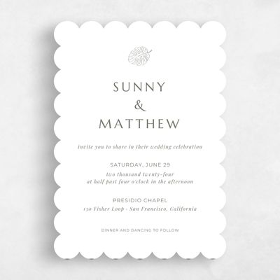 White Scalloped Wedding Invitation - Morelos Classic