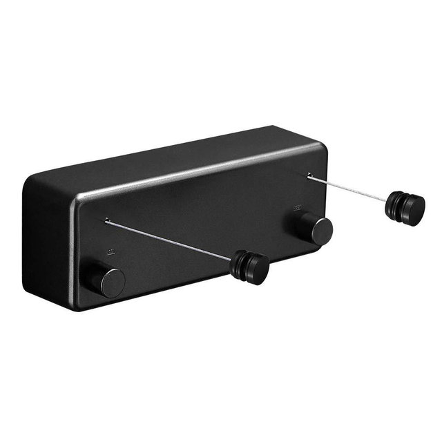 BESy Retractable Clothesline ABS case+Aluminum Dryer with Adjustable Stainless Steel Double Rope String Hotel Style Heavy Duty,Wall Mounted Method, 13.8 Feets,Black