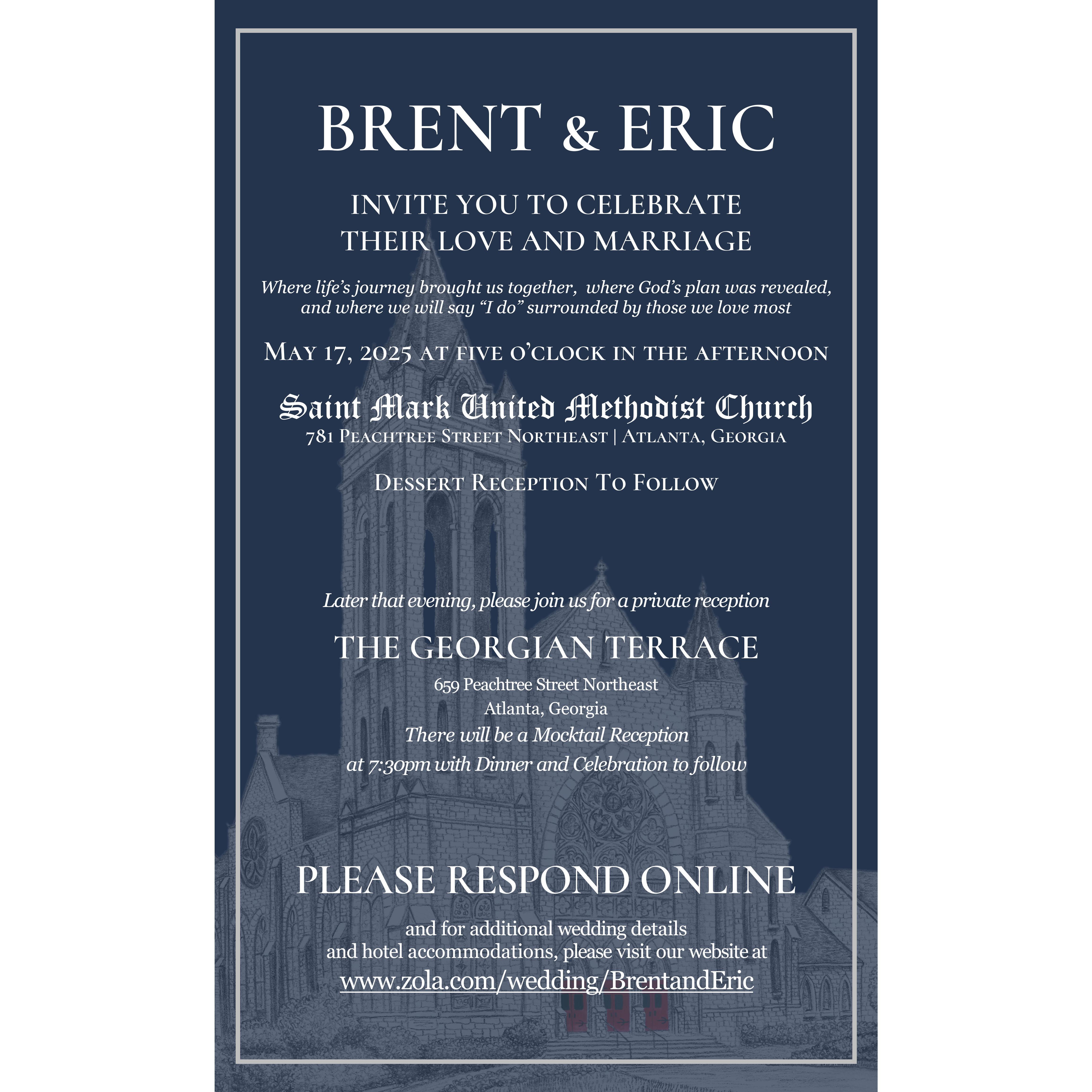 Brent & Eric Invite You To Celebrate Their Love and Marriage