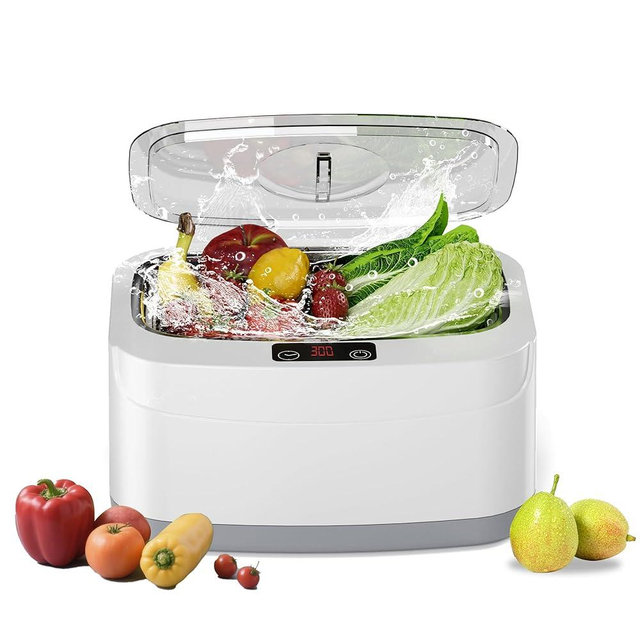 KUNPHY Fruit and Vegetable Washing Machine, Fruit Cleaner 2.5L 40kHz, 3 Timers Ultrasonic Vegetable Cleaner for Family Cleaning (White)
