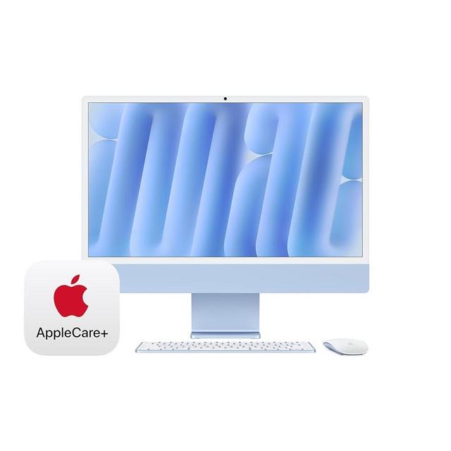 Apple 2024 iMac All-in-One Desktop Computer with M4 chip with 10-core CPU, 10-core GPU: Built for Apple Intelligence, 24GB Unified Memory, 512GB SSD Storage; Blue with AppleCare+ (3 Years)