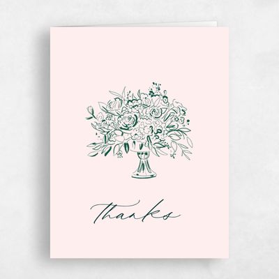 Dark Emerald, Beige Wedding Thank You - Elodie Portrait