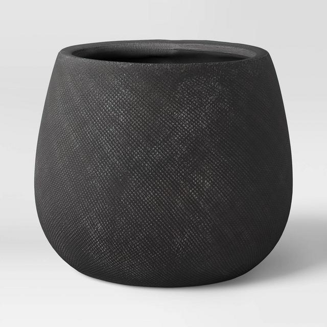 10" Outdoor Textured Stoneware Planter Black - Project 62™