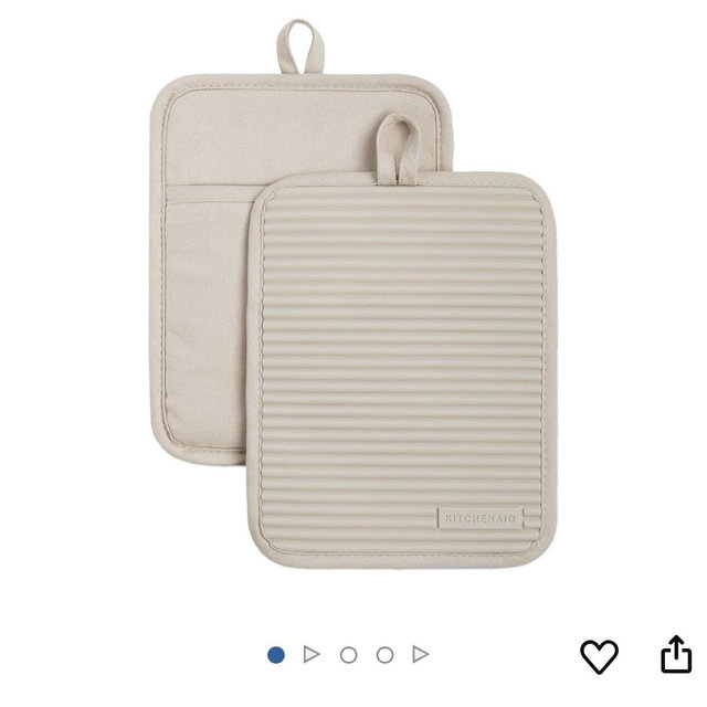 KitchenAid Ribbed Soft Silicone Pot Holder 2-Pack Set, Milkshake Tan, 7"x9"