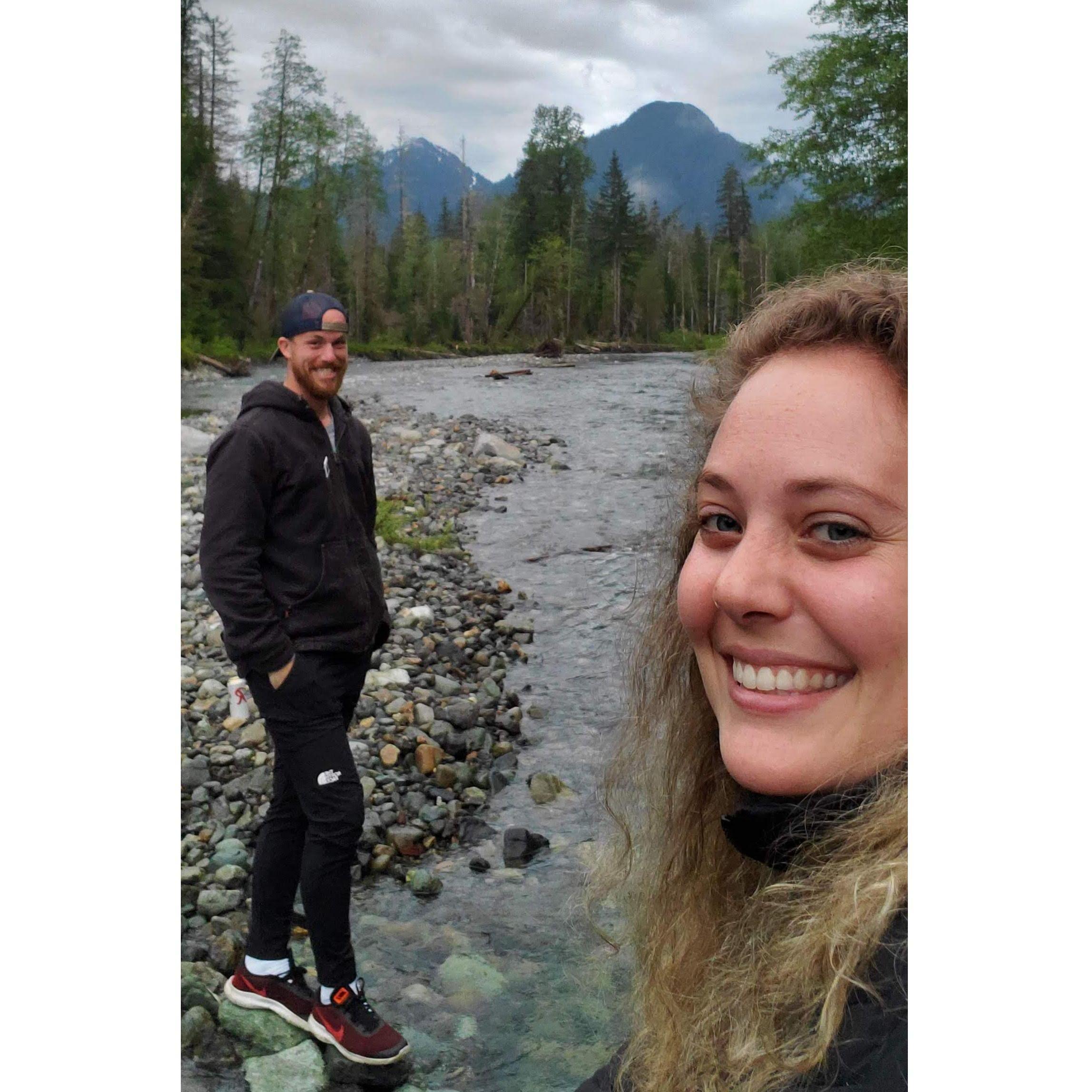 A camping trip to the Big Four Ice Caves where we took our first ever photo together