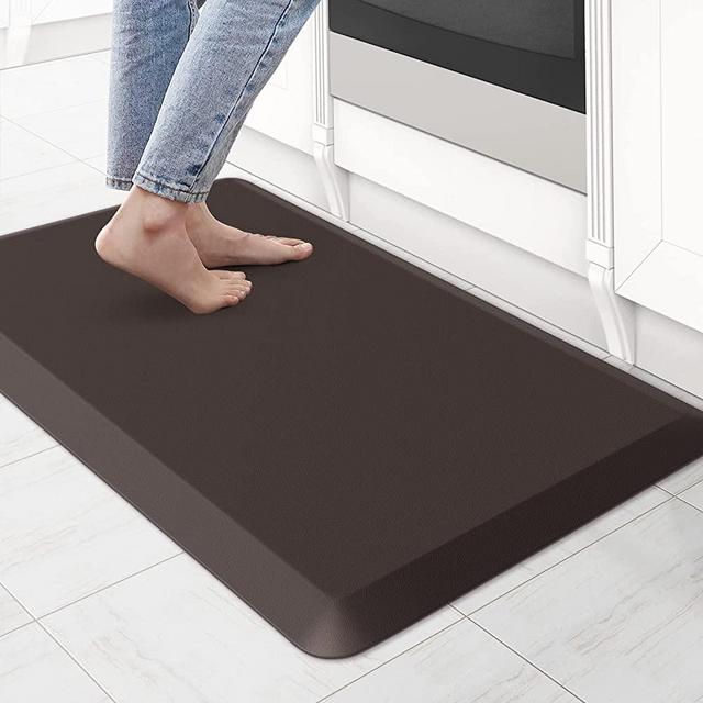 KitchenClouds Kitchen Mat Cushioned Anti Fatigue Kitchen Rug 0.75inch Waterproof Non Slip Kitchen Rugs and Mats Standing Desk Mat Comfort Floor Mats for Kitchen Sink Office (17.3"x28",Chocolate)