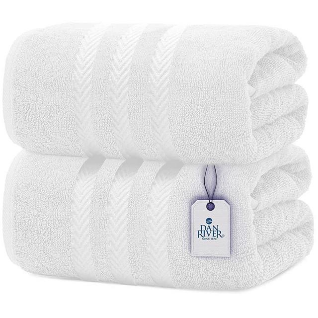 DAN RIVER 100% Cotton Bath Sheet Set of 2| Soft Bath Sheets| Oversized Bath Towels| Quick Dry Bath Sheets| Absorbent Bath Sheets| Bath Sheets Spa Hotel|White Bath Sheet Towel Set|35x70 in|550 GSM