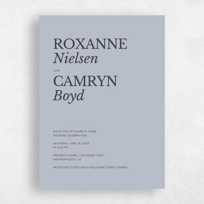 Dusty Blue Wedding Invitation - Jaramillo Type