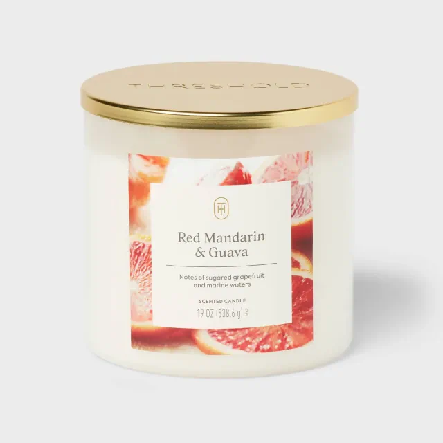 3-Wick Lidded Glass Jar Candle Red Mandarin and Guava 19oz - Threshold™