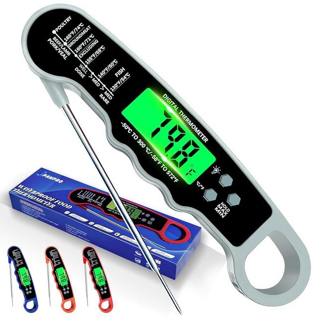 Meat Thermometer Digital, IP67 Waterproof Food Thermometer for Cooking and Baking, Instant Read Meat Thermometer with Backlight, Hold Function & Magnet for Kitchen, Beef, Grill, BBQ, Candy, Turkey