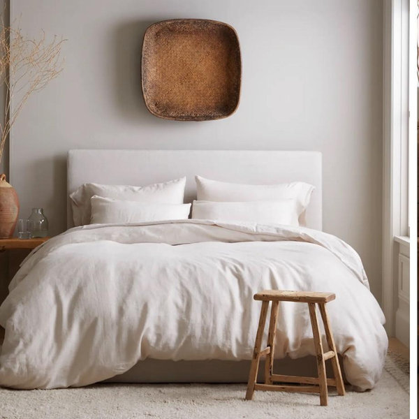 QUINCE Organic Luxe Waffle Duvet Cover COLOR SAND