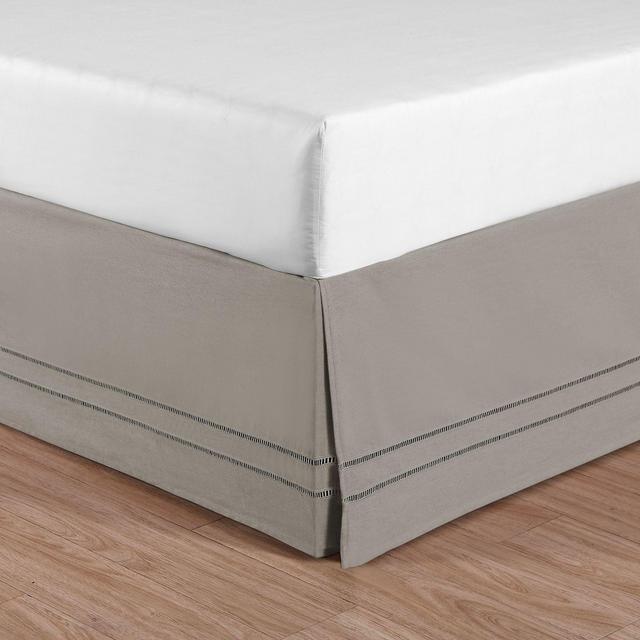 LinenWeave Hemstitch King Bed Skirt in Grey