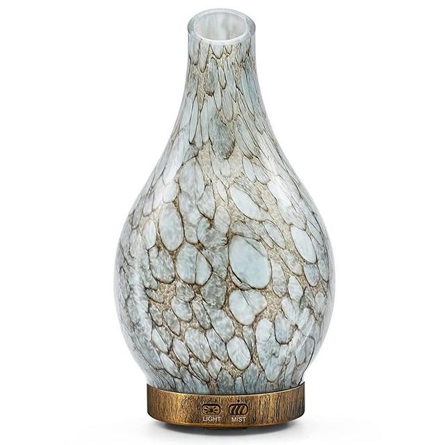 ASAKUKI 100ml Essential Oil Diffuser,7 LED Colors Lights Aromatherapy Diffuser Glass Diffuser with 2 Mist Mode Waterless Auto-Off Humidifier Protection for Home Office Last 7H