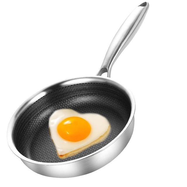 DELARLO 5.5inch Tri-Ply Stainless Steel Omelette Pans, Single Egg Frying Pan Nonstick Ceramic Frying Pan, Small Pan for Steak, Durable Pan, Induction Skillets, Compatible with All Cooktops, Up to 600℉