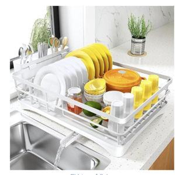 SNTD Dish Drying Rack for Kitchen Counter - Stainless Steel Dish Rack with Drainboard, Large Dish Drainer with Utensil Holder for Sink, Silver