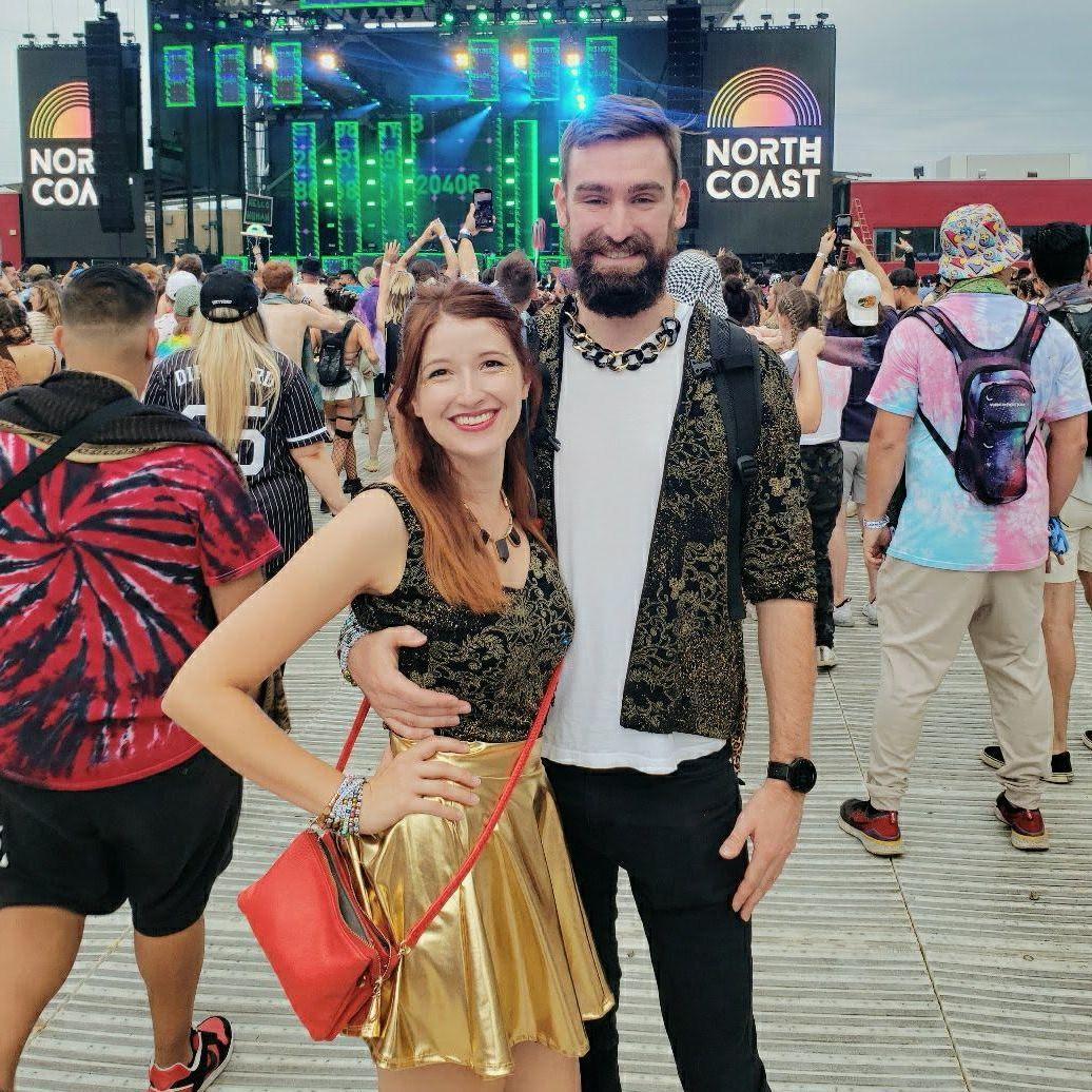 First festival together, featuring our matching outfits Hannah thrifted and sewed