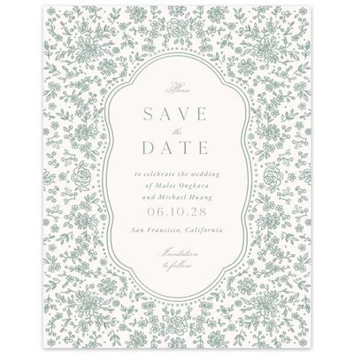 Rich Sage, Green Wedding Digital Save the Date - Justine Portrait