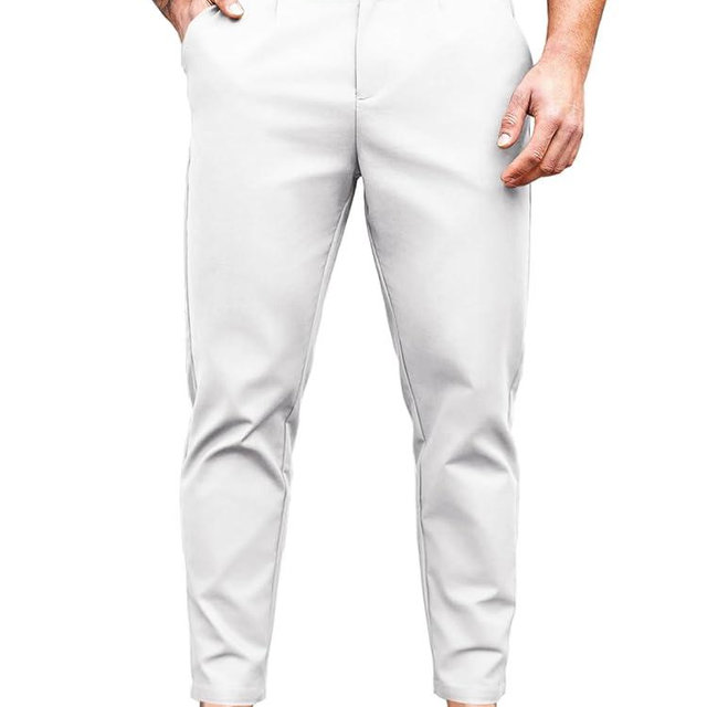 PASLTER Mens Chino Pants Slim Fit Flat Front Stretch Skinny Tapered Dress Pants Casual Trousers