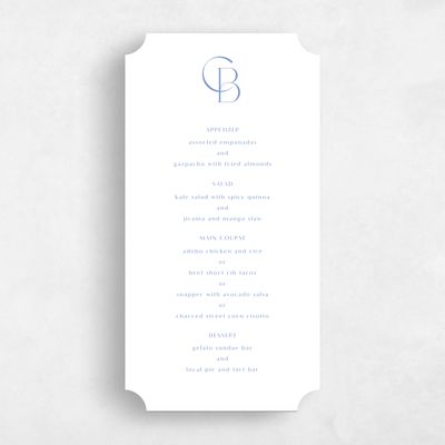 Blue Ticket Wedding Menu - Kenai