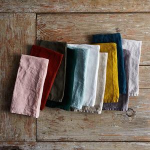 Mustard Stonewashed Linen Napkins (Sets of 4)