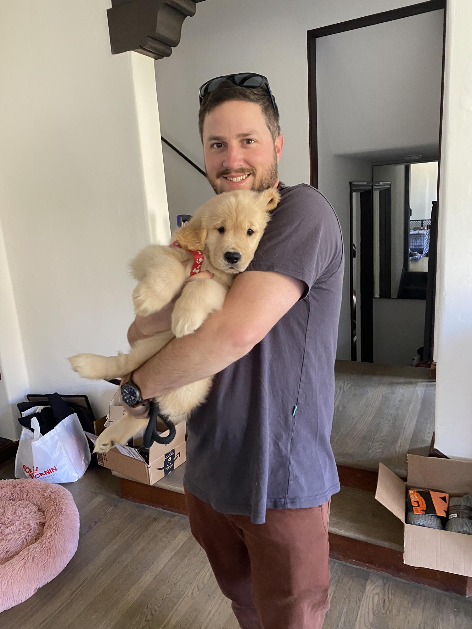 Andrew’s first dog, Salty, on her second day home.