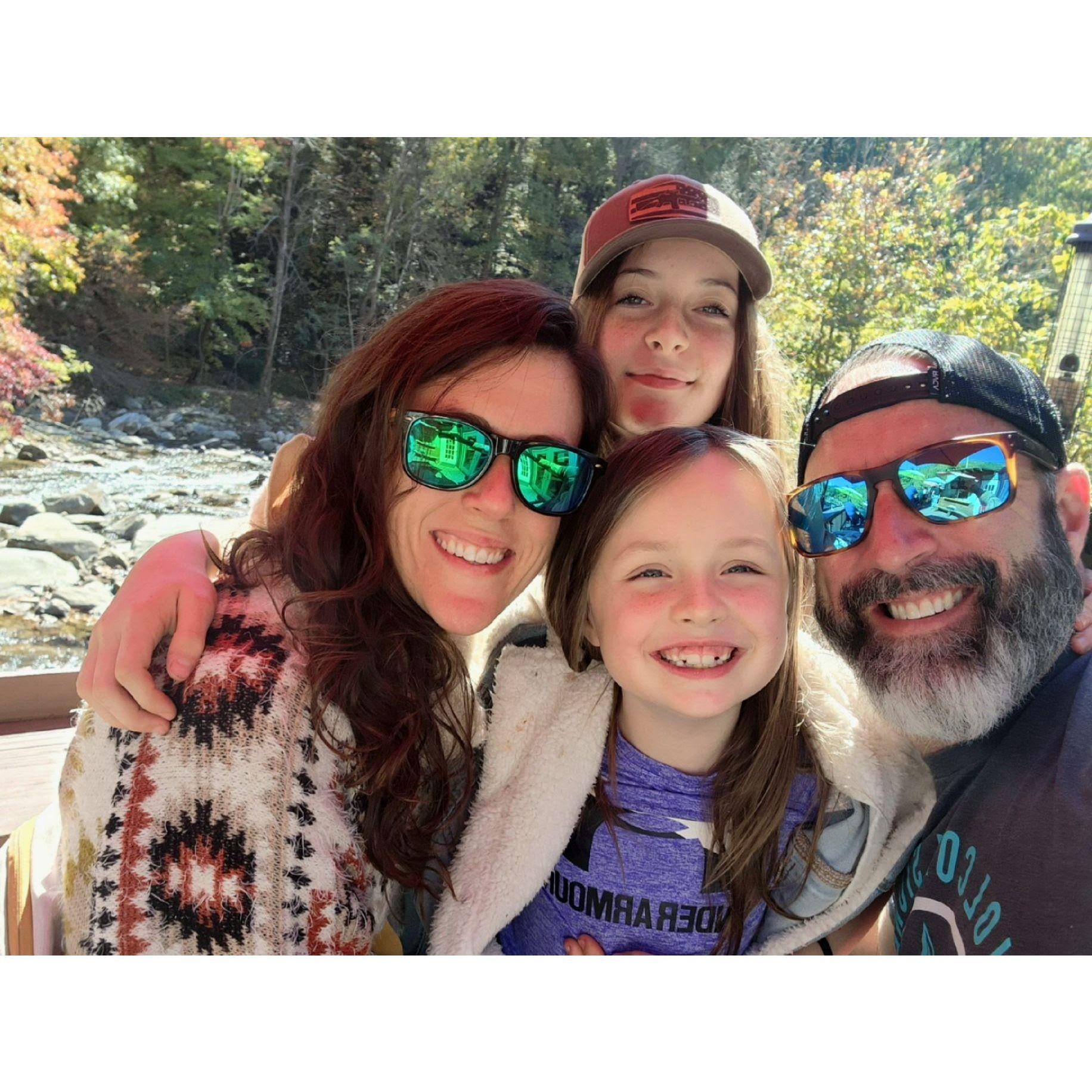 Out for a fall day, lunch in chimney rock followed by fun at Granddad's orchard!